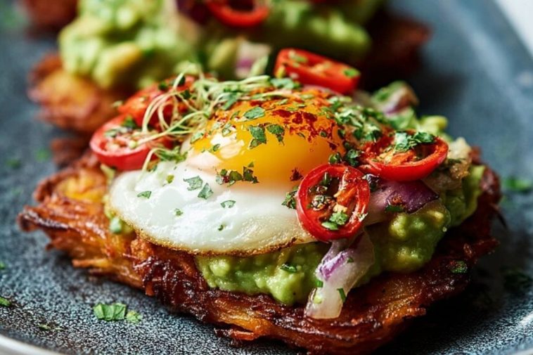 Avocado Hash Brown Toast with a Spicy Kick