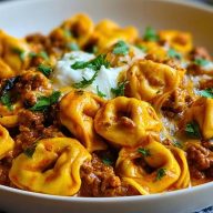 Cheesy Beef Enchilada Tortellini
