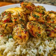 Chicken Scampi with Creamy Garlic Parmesan Rice