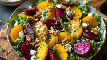 Golden Beet Salad with Goat Cheese and Walnuts