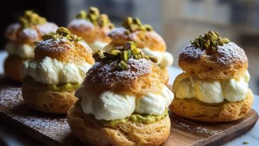 Irresistible Pistachio Cream Puffs That Melt in Your Mouth