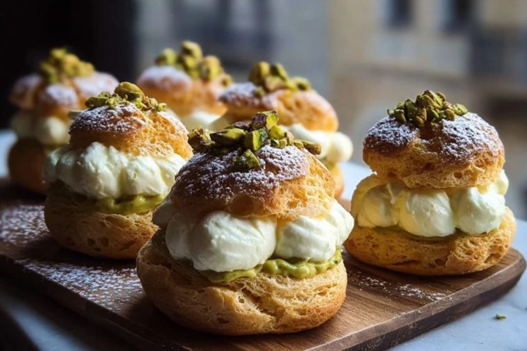 Irresistible Pistachio Cream Puffs That Melt in Your Mouth