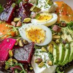 Elegant French Beet and Avocado Salad with Creme Fraiche and Pistachios
