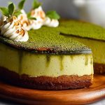 Baked Vanilla Matcha Cheesecake with Basque Twist