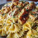 Creamy Cajun Chicken Bowtie Pasta with Garlic Cheese Sauce