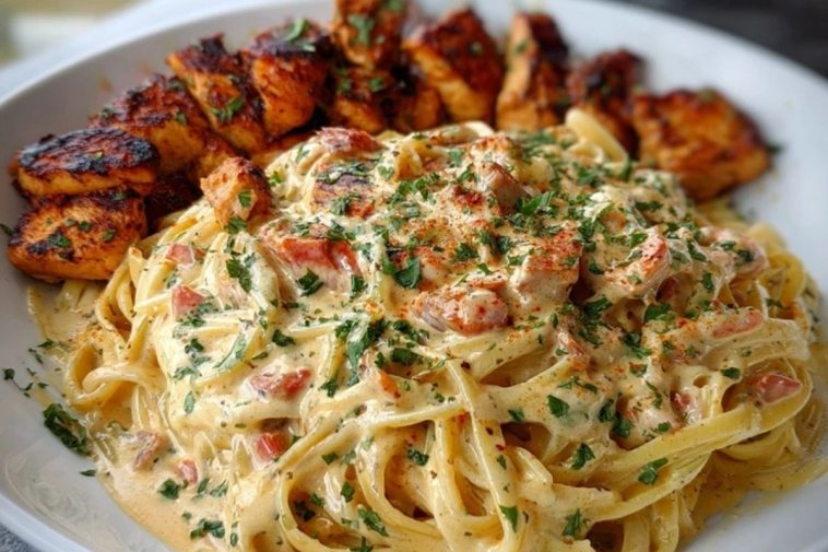 Creamy Cajun Chicken Linguine with Spicy Garlic Cheese Sauce