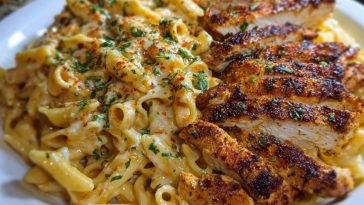 Creamy Cajun Chicken Pasta with Parmesan, Garlic, and Mozzarella