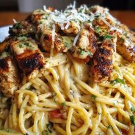 Creamy Cajun Chicken Spaghetti with Garlic Mozzarella Sauce