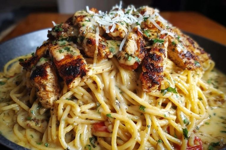 Creamy Cajun Chicken Spaghetti with Garlic Mozzarella Sauce