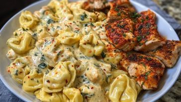 Creamy Cajun Chicken Tortellini in Velveeta Garlic Cheese Sauce