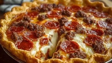 Deep Hamburger Sausage & Pepperoni Pie