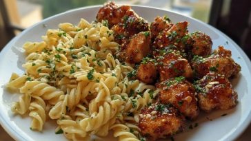 Garlic Butter Chicken Bites & Spicy Cajun Alfredo Twisted Pasta