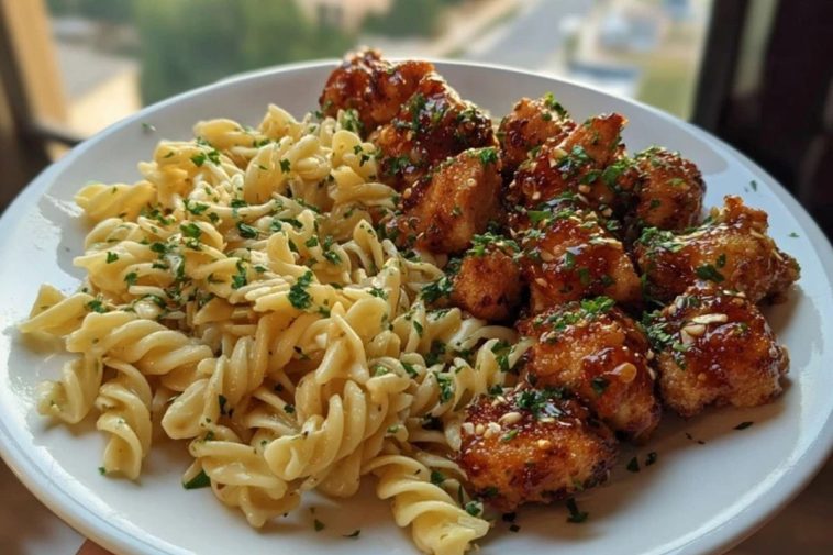 Garlic Butter Chicken Bites & Spicy Cajun Alfredo Twisted Pasta