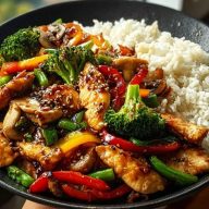 Garlic Chicken Stir-Fry with Rice