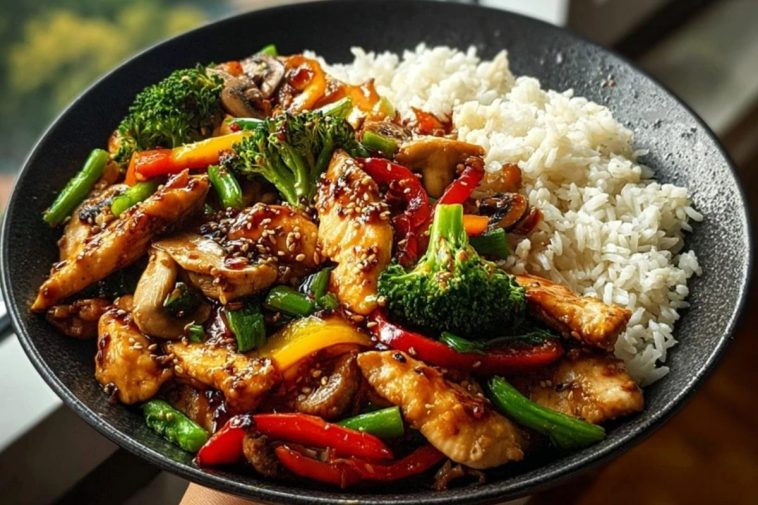 Garlic Chicken Stir-Fry with Rice