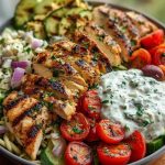 Grilled Chicken Greek Salad with Tzatziki