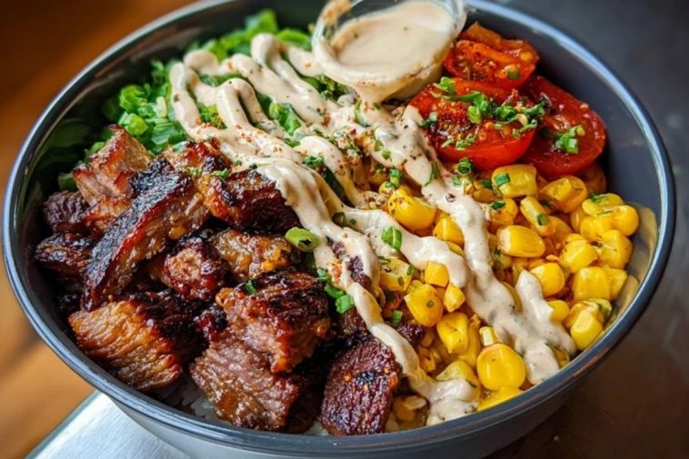 Korean BBQ Beef Bowl with Corn & Creamy Sauce