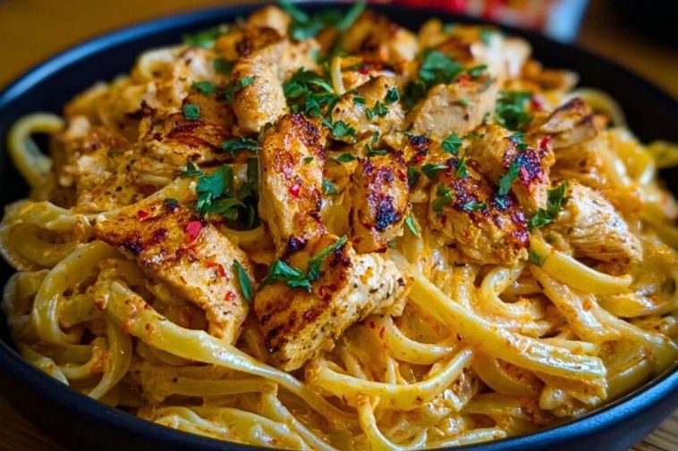 One-Pot Spicy Chicken Linguine in Creamy Sauce