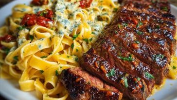 Spicy Cajun Steak with Parmesan Fettuccine Pasta