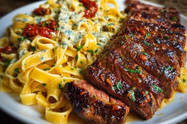 Spicy Cajun Steak with Parmesan Fettuccine Pasta