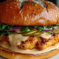 Spicy Chicken Sandwich with Creamy Homemade Sauce