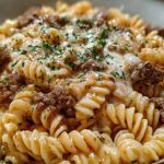 Beef and Rotini in Garlic Parmesan Sauce