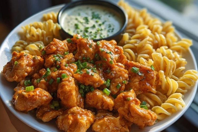 Buffalo Garlic Chicken Bites & Ranch Cajun Alfredo Twisted Pasta