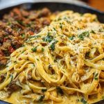 Cajun Beef Linguine in Creamy Velveeta Parmesan Garlic Sauce
