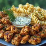 Cajun Chicken Bites with Creamy Garlic Herb Alfredo Twists