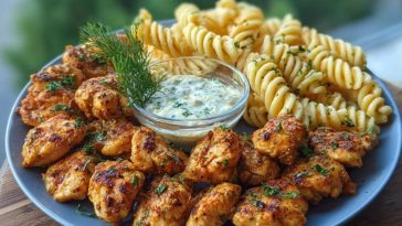 Cajun Chicken Bites with Creamy Garlic Herb Alfredo Twists
