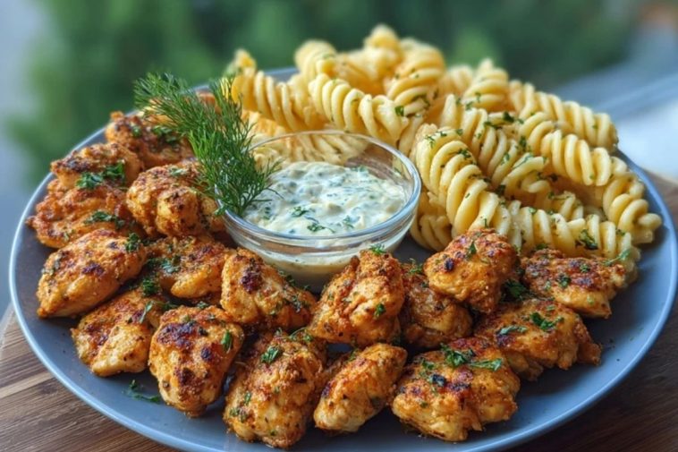 Cajun Chicken Bites with Creamy Garlic Herb Alfredo Twists