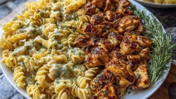 Cajun Garlic Butter Chicken with Creamy Parmesan Twisted Pasta