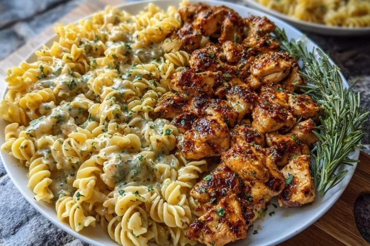 Cajun Garlic Butter Chicken with Creamy Parmesan Twisted Pasta