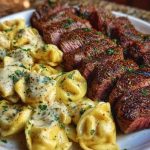 Cajun Garlic Butter Steak with Cheesy Alfredo Tortellini