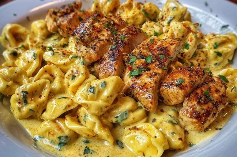 Cajun Garlic Chicken Tortellini in Three-Cheese Cream