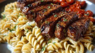 Cheesy Cajun Steak Pasta with Garlic Parmesan Sauce