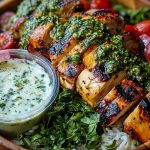 Chimichurri Grilled Chicken Bowl with Garlic Sauce