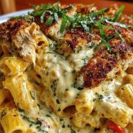 Creamy Cajun Chicken Rigatoni with Garlic Mozzarella Sauce