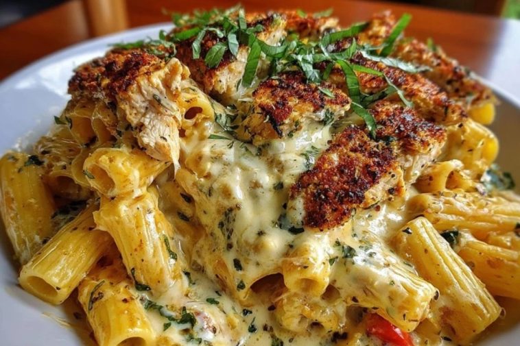 Creamy Cajun Chicken Rigatoni with Garlic Mozzarella Sauce
