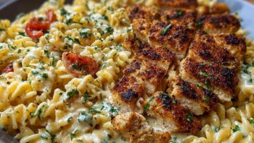 Creamy Cajun Chicken Twisted Pasta with Mozzarella Alfredo
