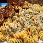 Creamy Garlic Butter Chicken and Rotini in Parmesan Sauce