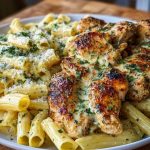 Creamy Garlic Parmesan Chicken with Cheesy Penne Pasta