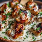 Creamy Garlic Sauce with Grilled Chicken Bites