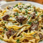 Creamy Parmesan Beef Fettuccine with Garlic Butter Sauce
