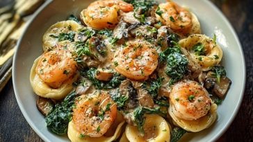 Creamy Spinach Mushroom Shrimp Shells