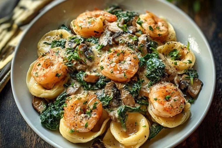 Creamy Spinach Mushroom Shrimp Shells