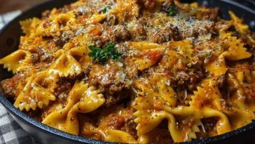 Creamy Velveeta Bowtie Pasta with Italian Beef Marinara