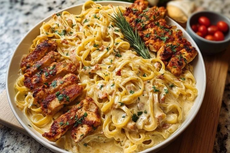 Creamy Velveeta Chicken Linguine with Mozzarella Garlic Sauce