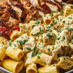 Creamy Velveeta Chicken Rigatoni with Mozzarella Garlic Sauce