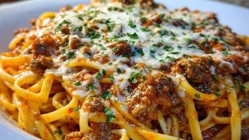 Creamy Velveeta Linguine with Italian Beef Marinara